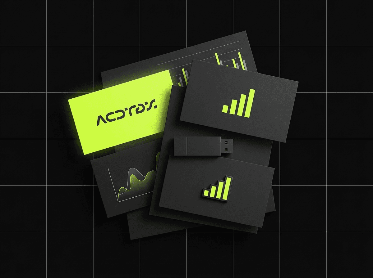 Aperçu du kit de presse Rankfeed — cartes de marque, captures produit et logo acid green sur fond noir